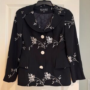 Vintage Bicci Black Floral Embroidered Button Jacket